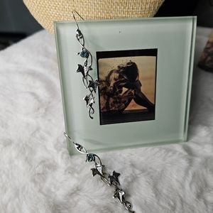 Silver Twisted Leaf & Vine Topaz Stone Earrings